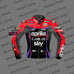 Aleix Espargaro Aprilia MotoGP 2023 Motorcycle Leather Racing Jacket Front