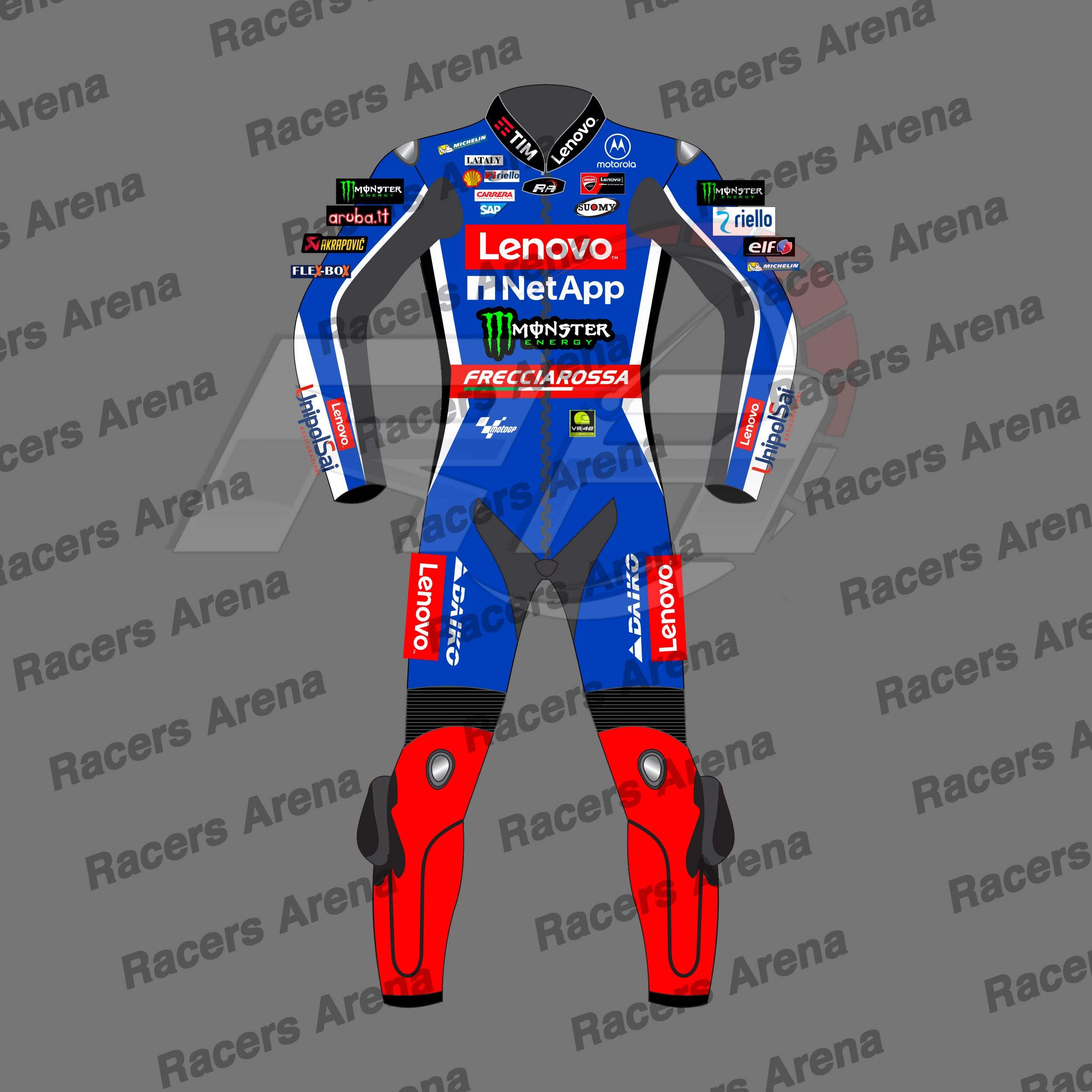 Francesco Bagnaia Blue Ducati 2024 Motorcycle Leathers Racing Suit Front