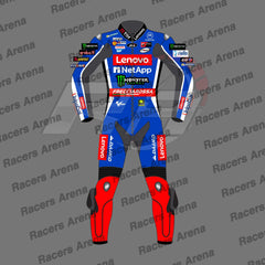 Francesco Bagnaia Blue Ducati 2024 Motorcycle Leathers Racing Suit Front
