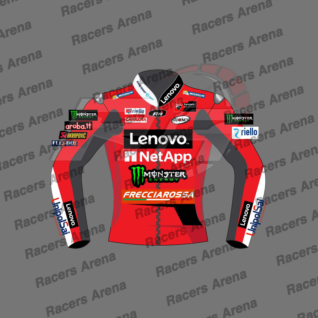 Francesco Bagnaia Ducati MotoGP 2023 Motorcycle Leather Race Jacket Front