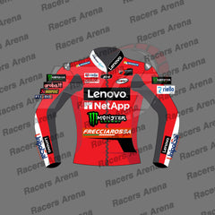 Francesco Bagnaia Ducati MotoGP 2023 Motorcycle Leather Race Jacket Front