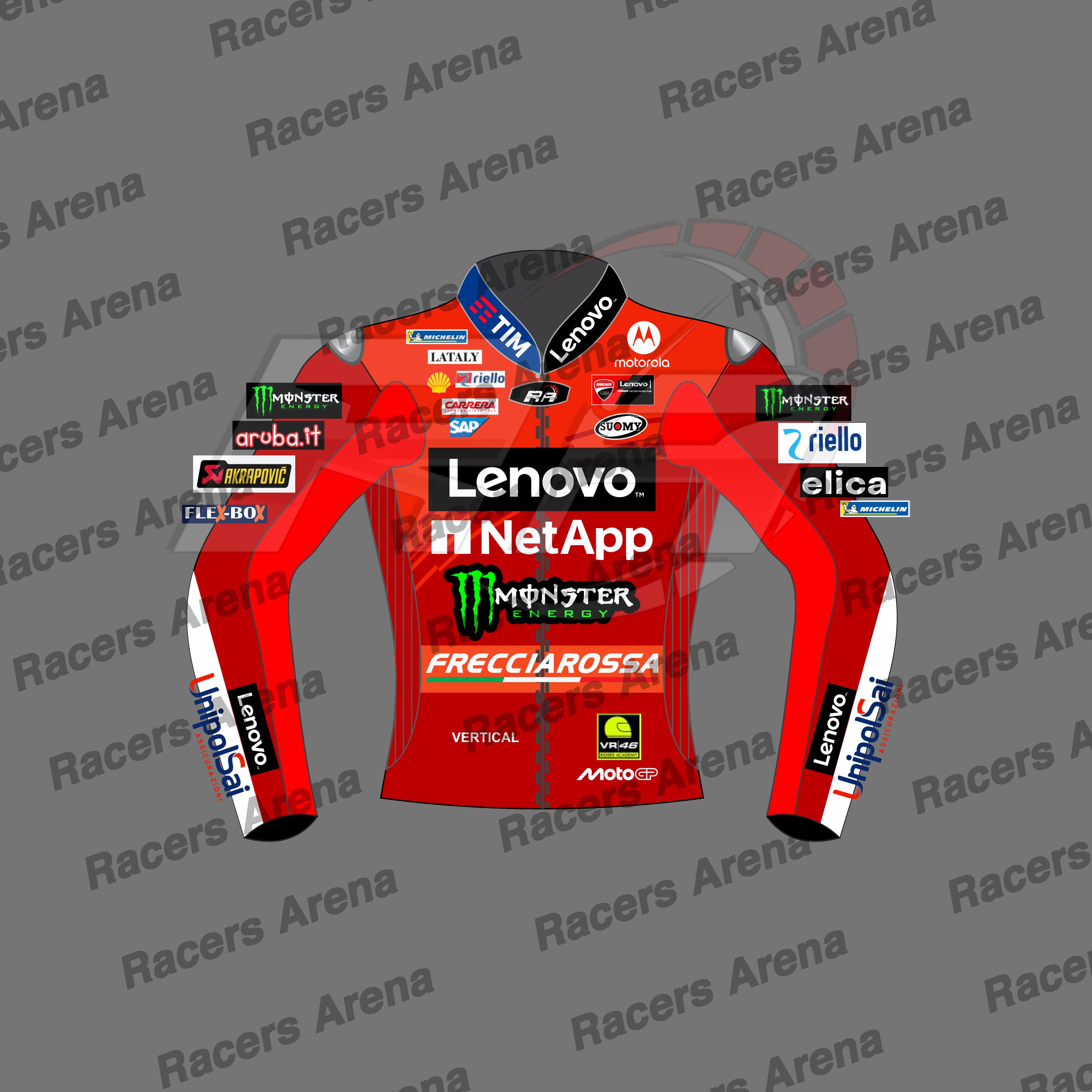 Francesco Bagnaia Motogp Ducati 2025 Motorbike Leather Race Jacket Front