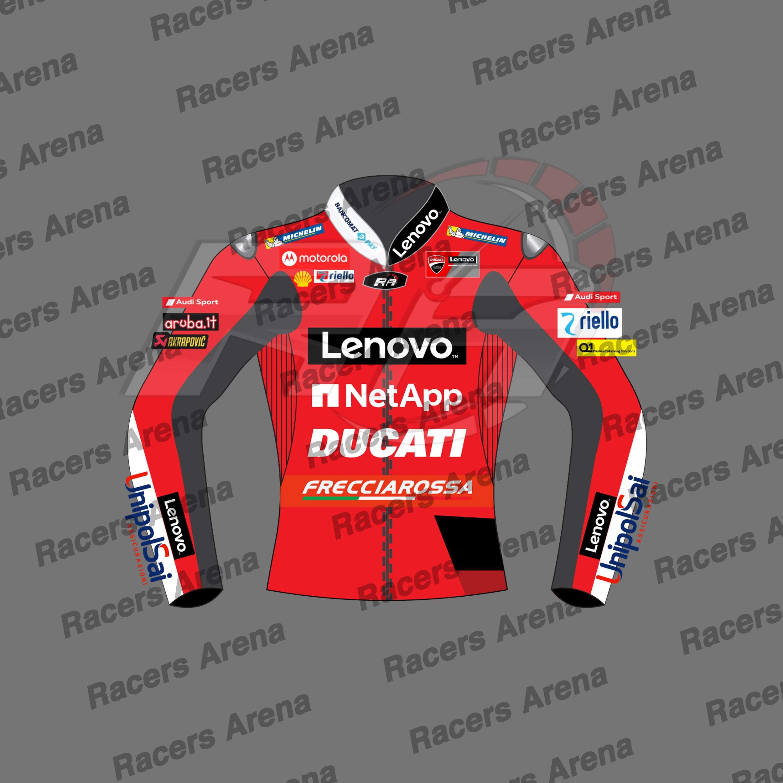 Jack Miller Ducati Lenovo MotoGP 2022 Motorbike Leather Race Jacket Front