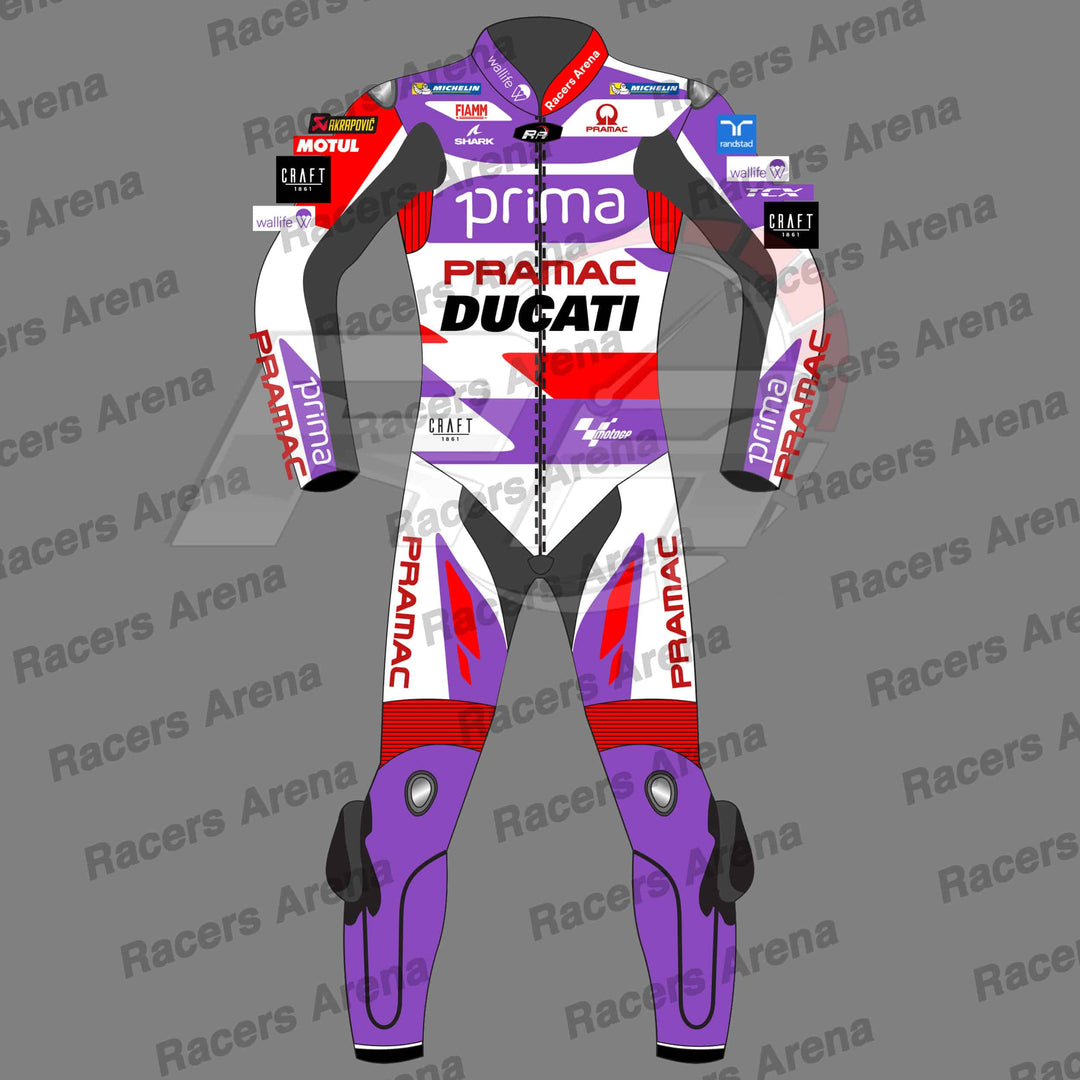 Johann Zarco Ducati Pramac MotoGP 2023 Motorcycle Leather Racing Suit Front