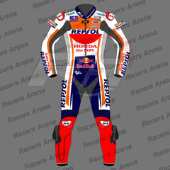 Marc Marquez Honda Repsol MotoGP 2022 Motorcycle Leather Race Suit Front