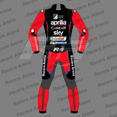 Maverick Vinales Aprilia MotoGP 2023 Motorcycle Leather Racing Suit Back