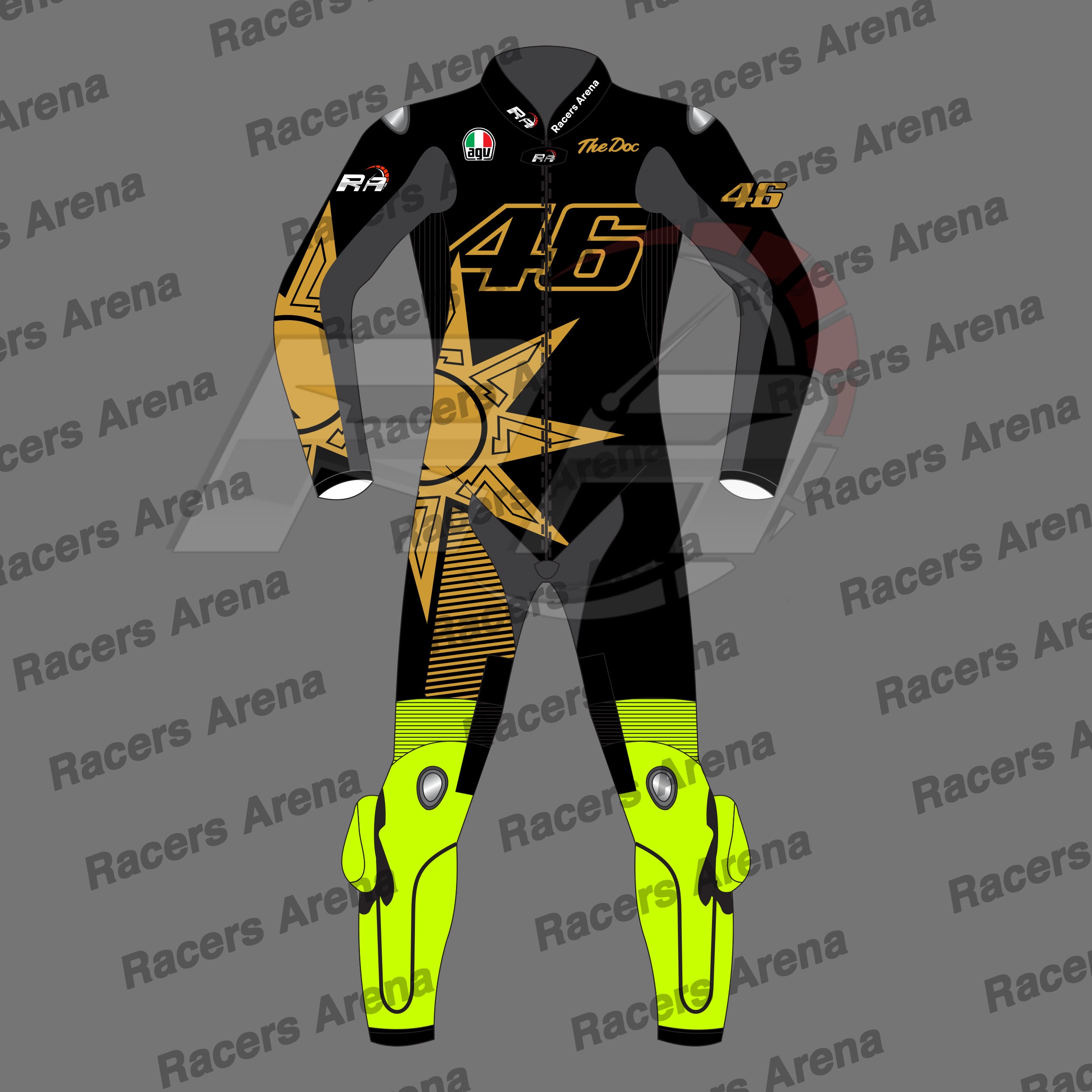 Valentino Rossi 46th Birthday Motorcycle Leather Race Suit Front