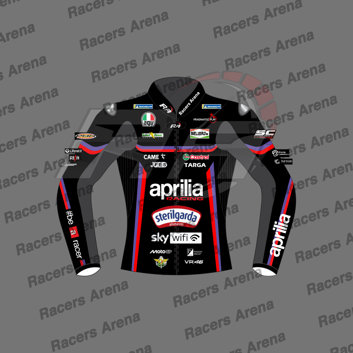 Marco Bezzecchi Aprilia MotoGp 2025 Motobike Leather Race Jacket Front