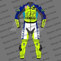 Valentino Rossi Yamaha 46 Motorcycle Leather Riding Suit Front