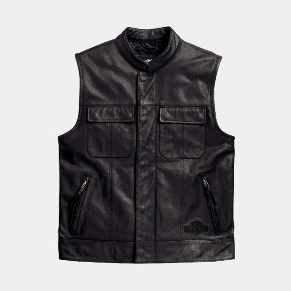 Harley Davidson Men Foster Leather Vest Front