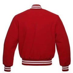 Veste Letterman en laine rouge à rayures blanches 