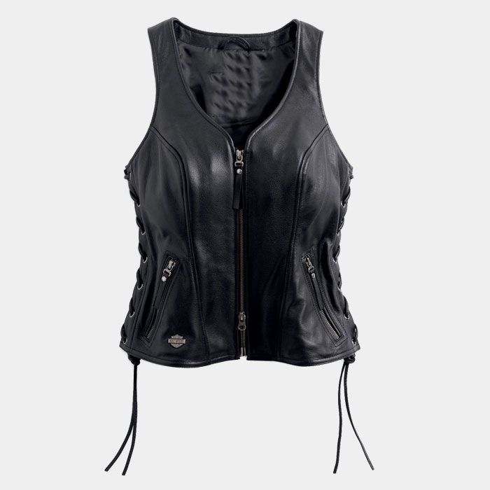 Women Avenue Leather Vest Front