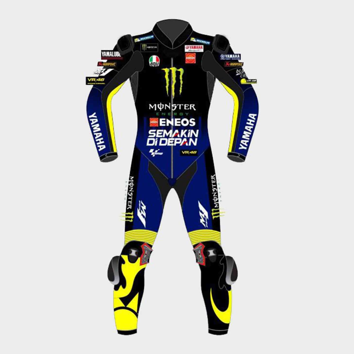 Yamaha Rossi Motorcycle Leather Suit Front